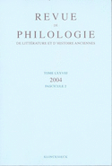 Revue de philologie, de littérature et d'histoire anciennes, v. 78